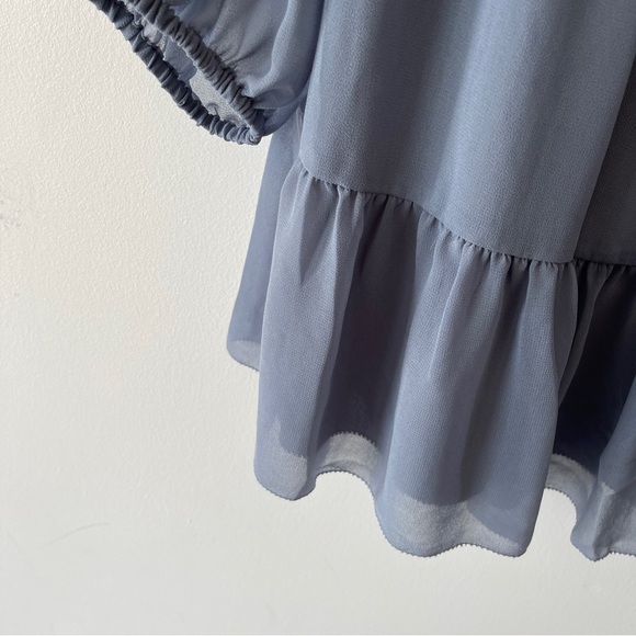 ❌SOLD❌ Aritzia Wilfred Tempest Dress Tiered chiffon mini dress Blue size XL - Picture 6 of 10